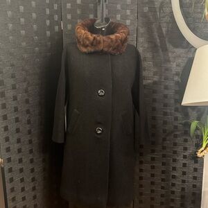 Vintage Winklemans Boucle Fur Collar Jacket Sz S